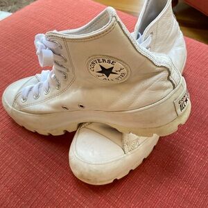Converse white platform sneakers - gently used but loved size 10